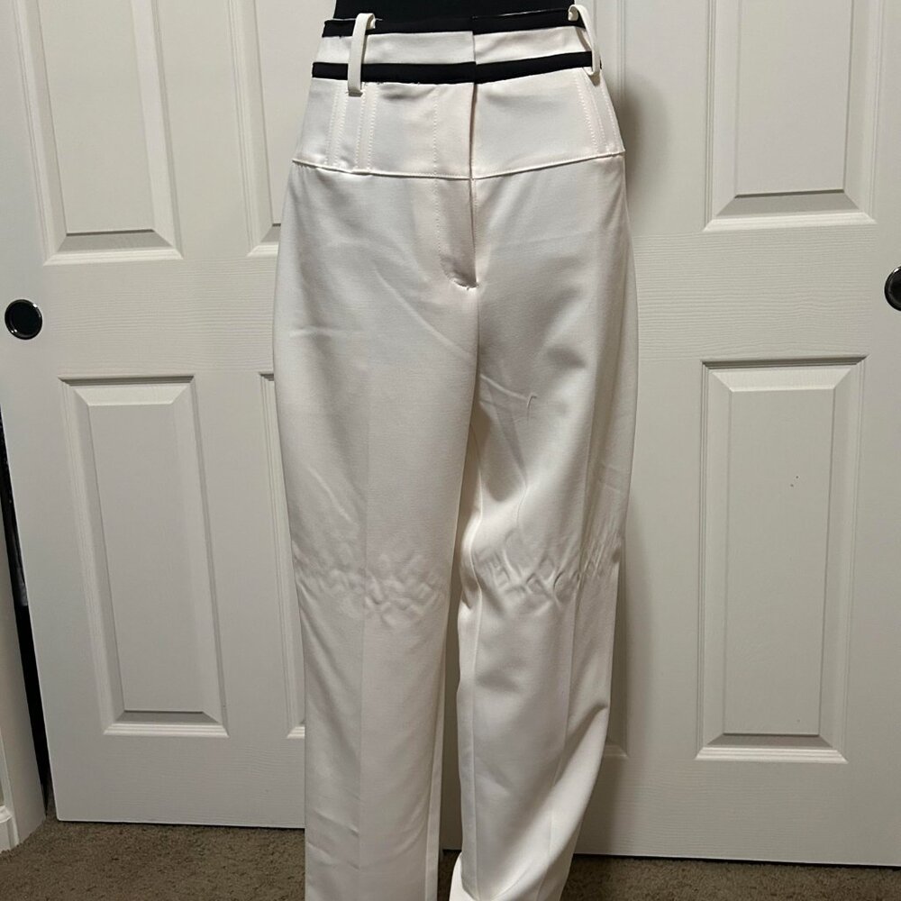 White pants with Black waistband trim